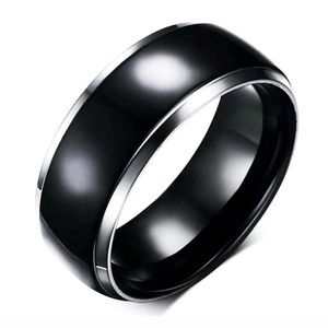 Black Silver Titanium Wedding Band